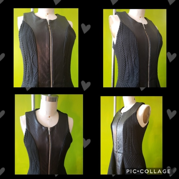 Nicholas Leather Panel Zip Front Knit Dress - Picture 3 of 7